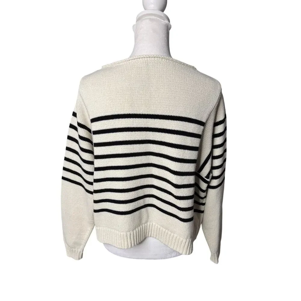 Madewell Cream and Black Striped Crewneck Sweater - Picture 4 of 12